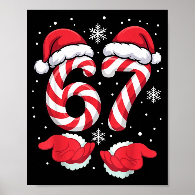 Funny Xmas Viral 67 Candy Canes Santa Funny Holida Poster (Framsidan)