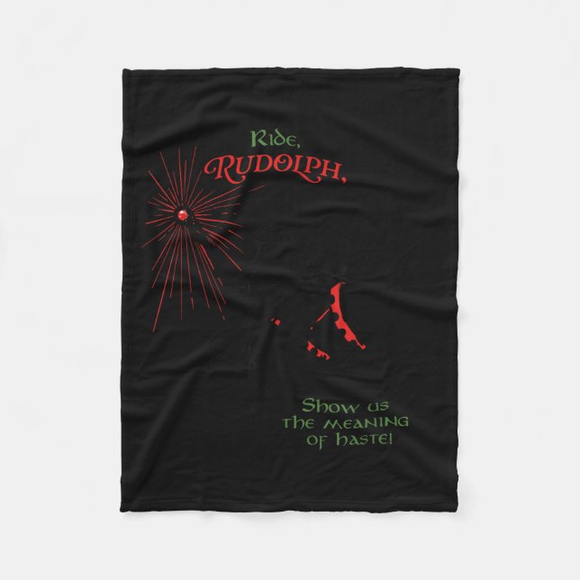 Funny Xmas Wizard Ride Rudolph Show Us The Meaning Fleecefilt (Framsidan)
