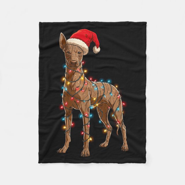 Funny Xoloitzcuintli Christmas Graphic Dog Lights  Fleecefilt (Framsidan)