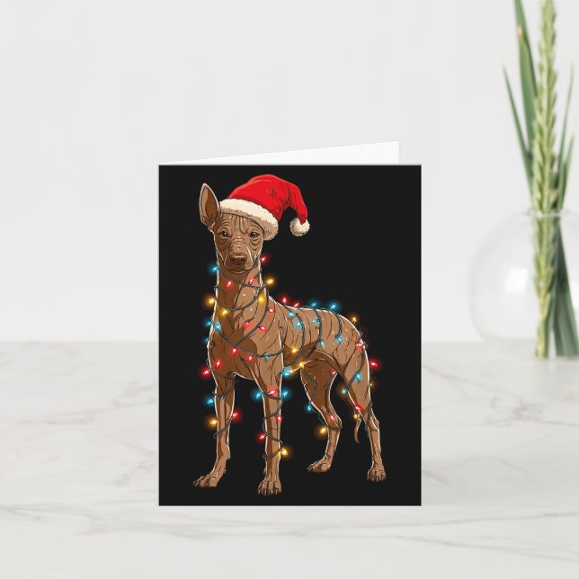 Funny Xoloitzcuintli Christmas Graphic Dog Lights  Kort (Framsida)