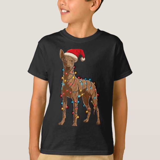 Funny Xoloitzcuintli Christmas Graphic Dog Lights  T Shirt (Framsida)