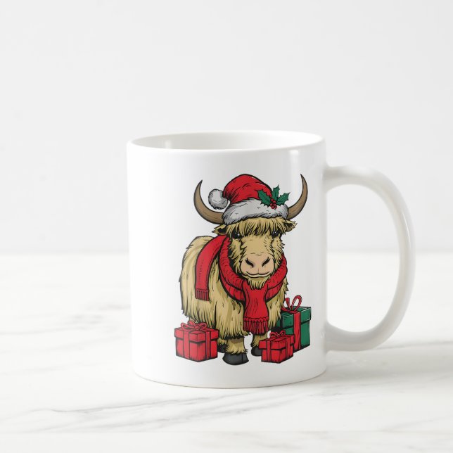 Funny Yak Älskare Julafton Helgdag Santa Yak jul Kaffemugg (Höger)