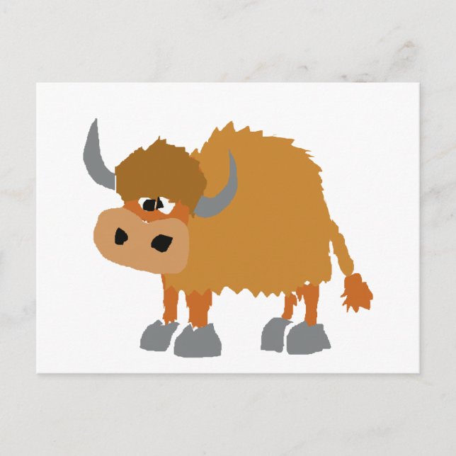 Funny Yak Primitive Art Design Vykort (Framsida)