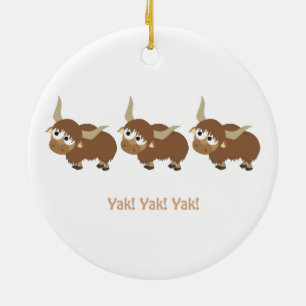 Funny Yak Yak Yak Pun Cute Tecknad Yaks Julgransprydnad Keramik