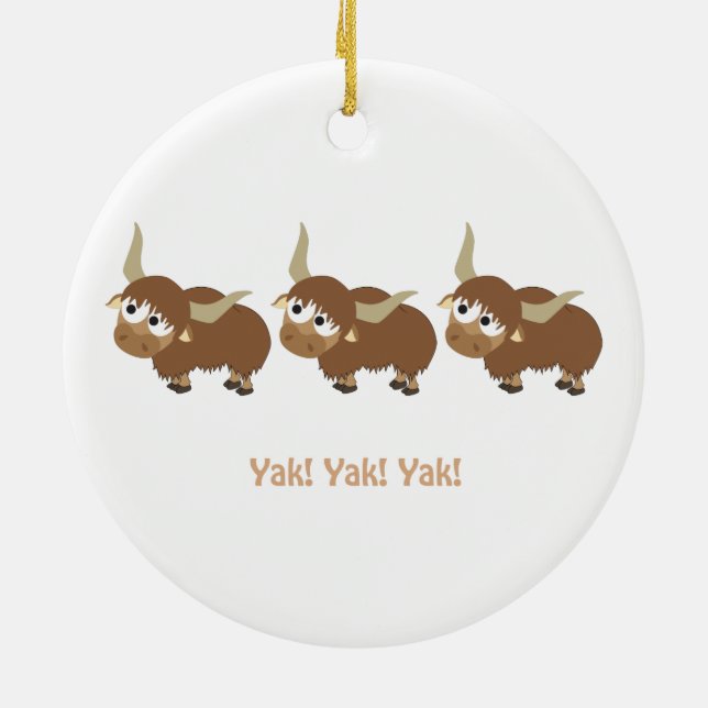 Funny Yak Yak Yak Pun Cute Tecknad Yaks Julgransprydnad Keramik (Baksidan)