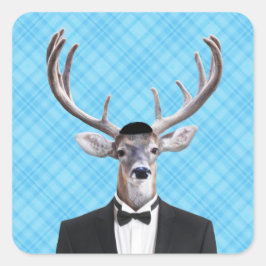 Funny Yarmulke Lycklig Hanukkah Hjort Blue Play Fyrkantigt Klistermärke