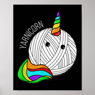 Funny Yarn Art Unicorn - Yarn Horn Crochet Bild Poster