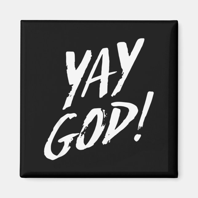 Funny Yay God Graphic Jesus Christian Religion Gif Magnet (Framsidan)