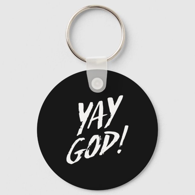 Funny Yay God Graphic Jesus Christian Religion Gif Nyckelring (Framsida)