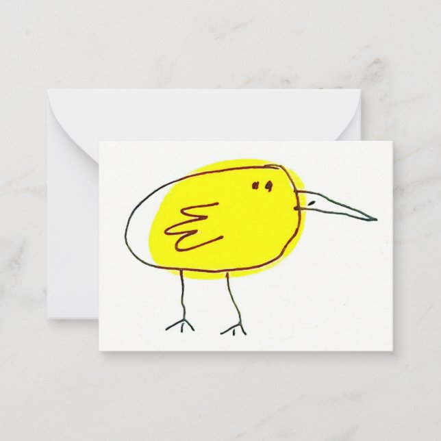 Funny Yellow Bird Doodle  Anteckningskort (Framsida)