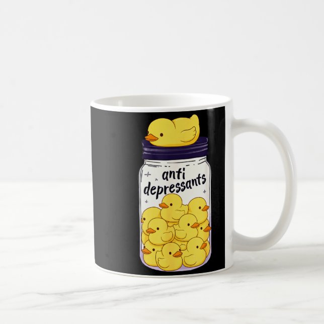 Funny Yellow Duck Anti Depressant Jar Zoo Boys Gir Kaffemugg (Höger)