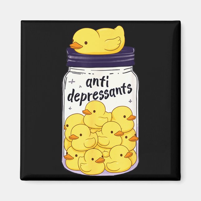Funny Yellow Duck Anti Depressant Jar Zoo Boys Gir Magnet (Framsidan)
