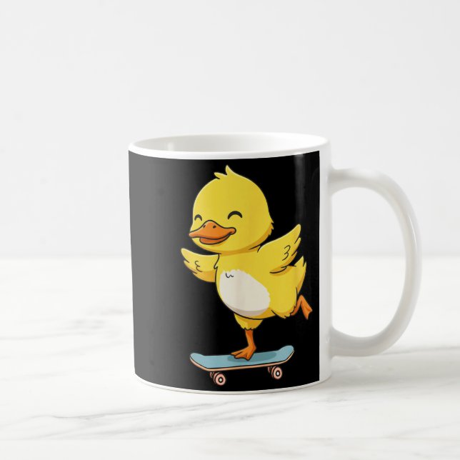 Funny Yellow Duck Skater Skateboard Ballerina Zoo  Kaffemugg (Höger)