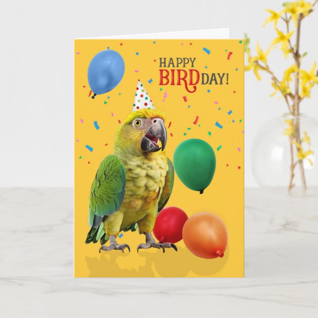 Funny Yellow Head Amazon Parrot Birthday Humor Kort (Gul blomma)