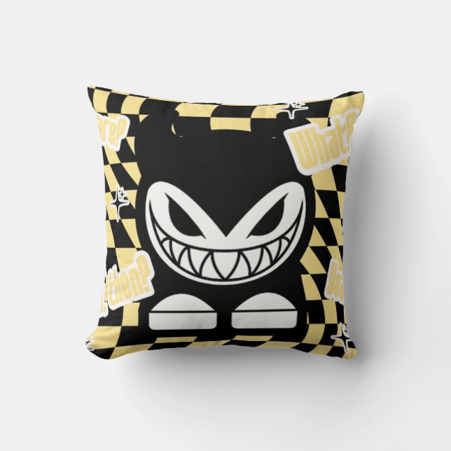 Funny Yellow Labubou-Inspired  Kudde (Framsida)