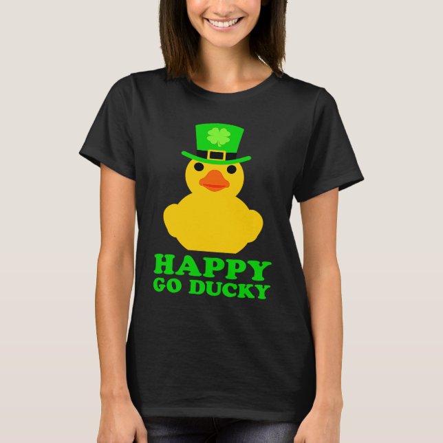 Funny Yellow Rubber Duck Leprechaun Hat St Patrick T Shirt (Framsida)