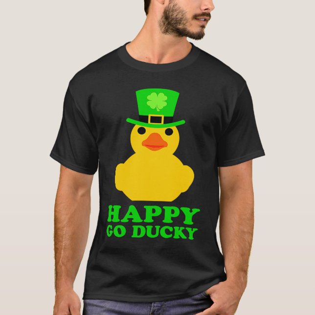 Funny Yellow Rubber Duck Leprechaun Hat St Patrick T Shirt (Framsida)