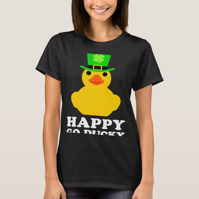 Funny Yellow Rubber Duck Leprechaun Hat St Patrick T Shirt (Framsida)