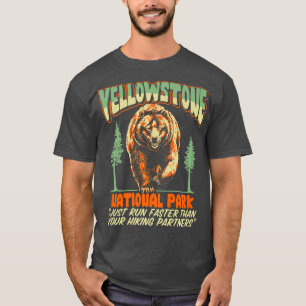 Funny Yellowstone Park Grizzly Bear Outrun Hiking T Shirt
