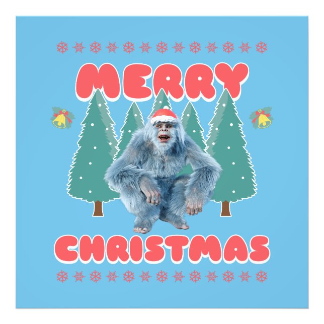 Funny Yeti - God jul Fototryck (Framsidan)