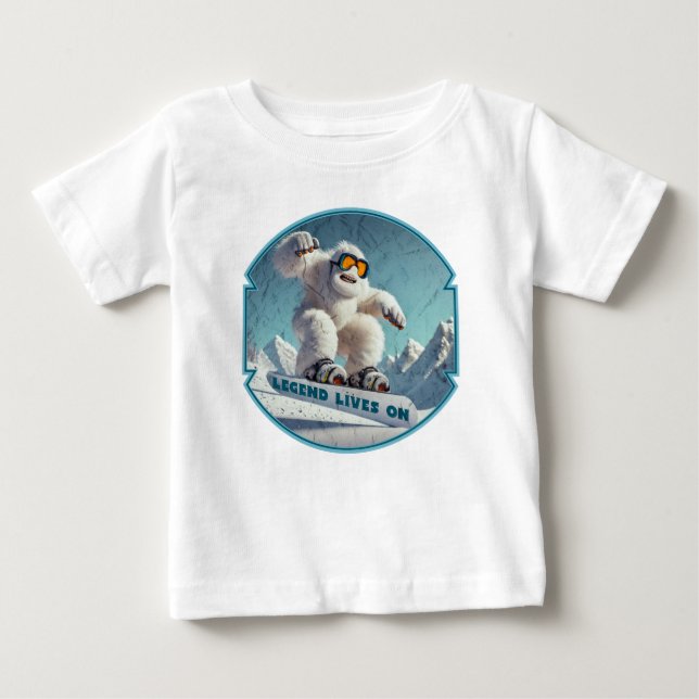 Funny Yeti Legend Snowboarding Winter Äventyr T Shirt (Framsida)