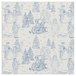 Funny Yeti Monsters Antique Winter Toile Mönster Tyg