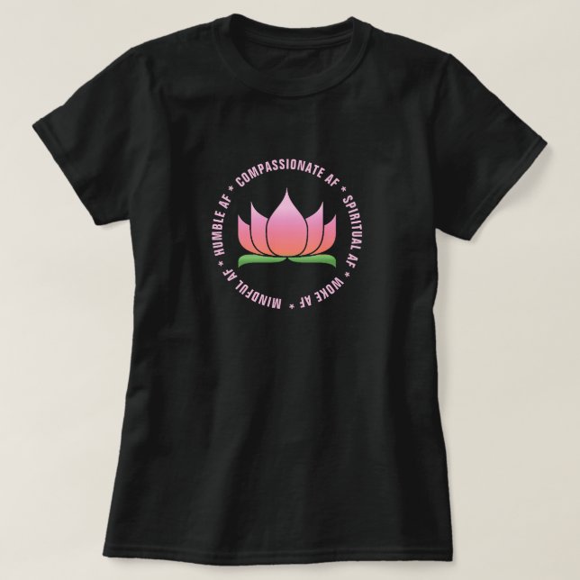 Funny Yoga "AF" Rosa Lotus T Shirt (Design framsida)