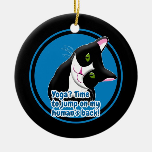 Funny Yoga Cat Julgransprydnad Keramik (Framsidan)