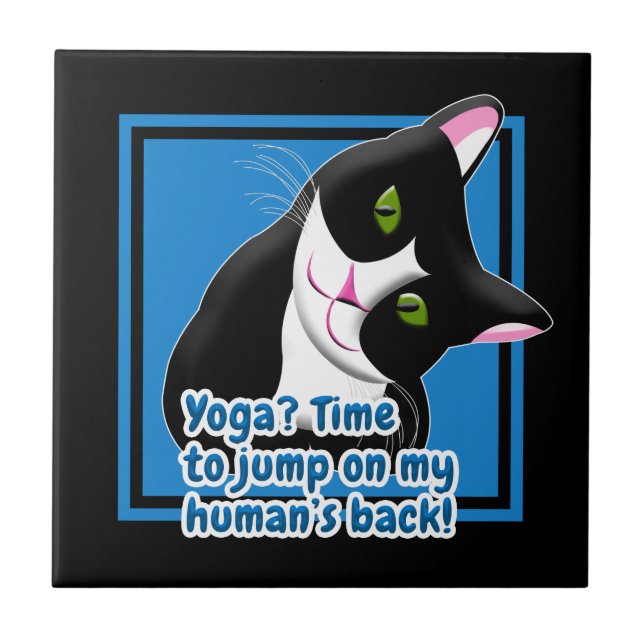 Funny Yoga Cat Kakelplatta (Framsidan)