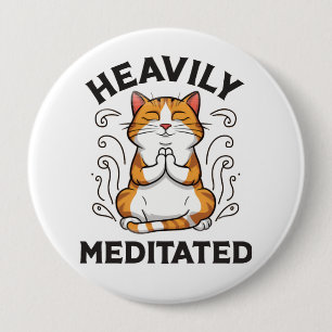 Funny Yoga Cat Meditating Button Knapp