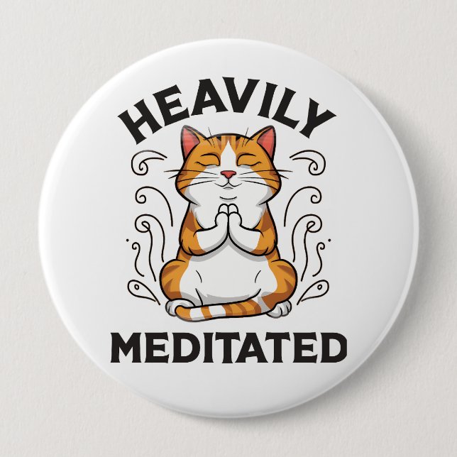 Funny Yoga Cat Meditating Button Knapp (Framsida)
