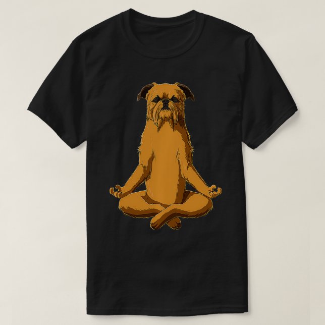 Funny Yoga Hund Brussels Griffon Pullover T Shirt (Design framsida)