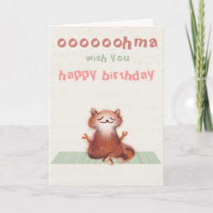 Funny Yoga Meditation Cat Humous Friend Birthday Kort