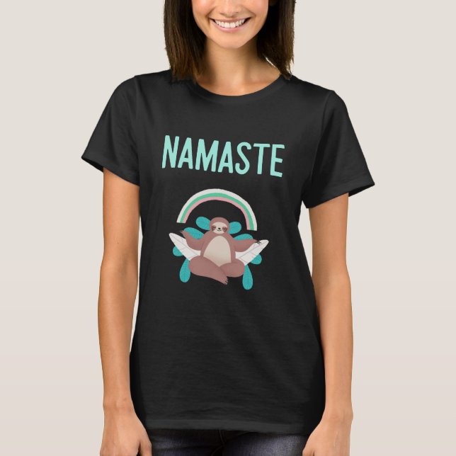 Funny Yoga och Sloth Namaste T Shirt (Framsida)
