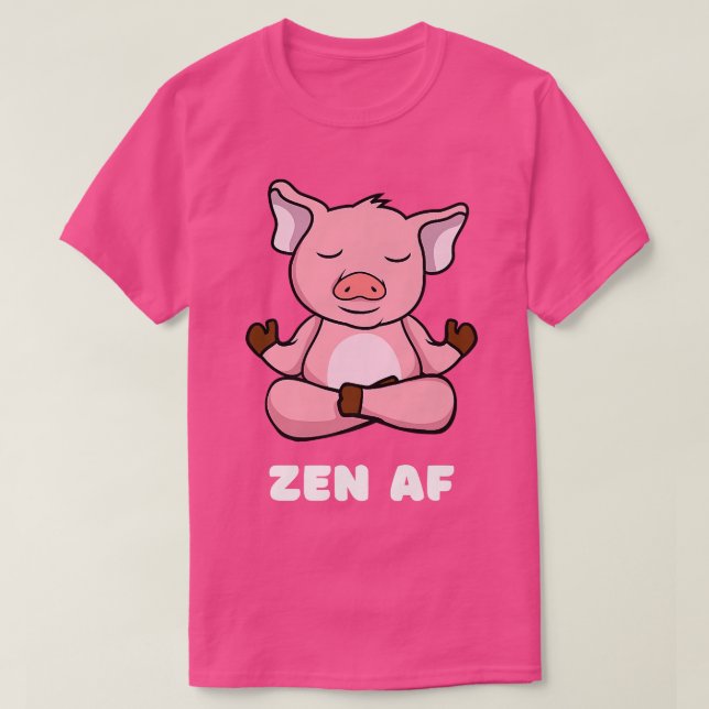 Funny Yoga Pig Zen AF Meditating Calm Relaxed Anim T Shirt (Design framsida)