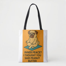 Funny Yoga Pug Tote Bag Tygkasse