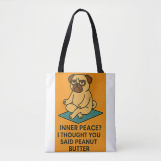 Funny Yoga Pug Tote Bag Tygkasse