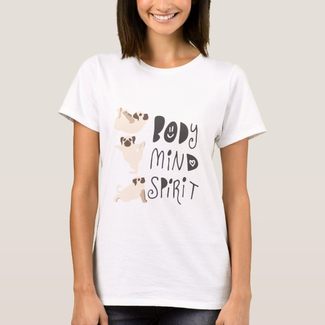Funny Yoga Pugs T-shirt (Framsida)