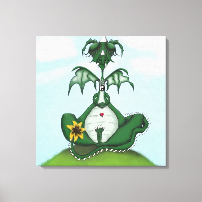 Funny Yogi Dragon Painting Canvastryck (Framsida)