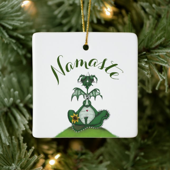 Funny Yogi Dragon Painting Julgransprydnad Keramik (Träd)