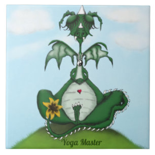 Funny Yogi Dragon Painting Kakelplatta