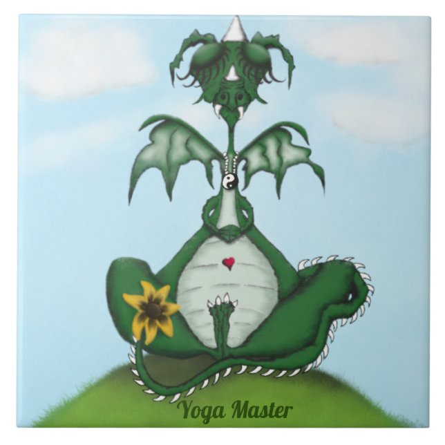 Funny Yogi Dragon Painting Kakelplatta (Framsidan)
