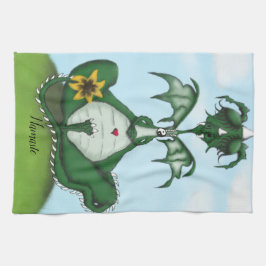 Funny Yogi Dragon Painting Kökshandduk