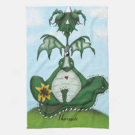 Funny Yogi Dragon Painting Kökshandduk