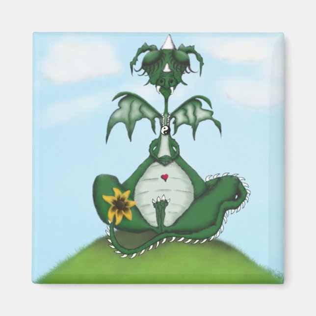 Funny Yogi Dragon Painting Magnet (Framsidan)
