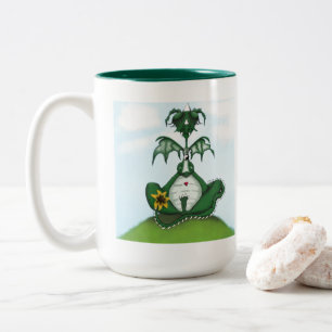 Funny Yogi Dragon Painting Två-Tonad Mugg