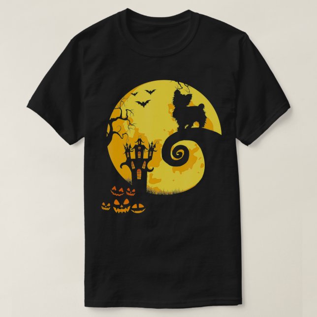 Funny Yorkie And Moon Halloween Costume  T Shirt (Design framsida)