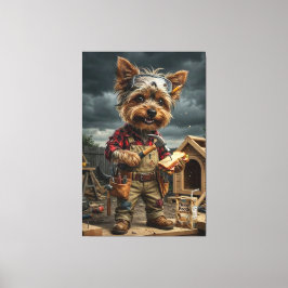 Funny Yorkie Construction Worker Poster – Playful  Canvastryck