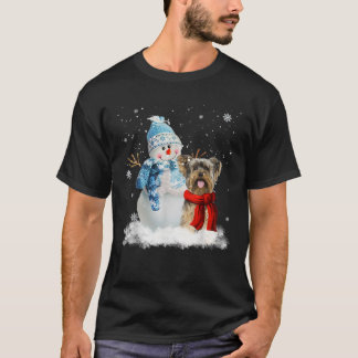 Funny Yorkie Hund jul jul Snögubbe jul Pajam T Shirt