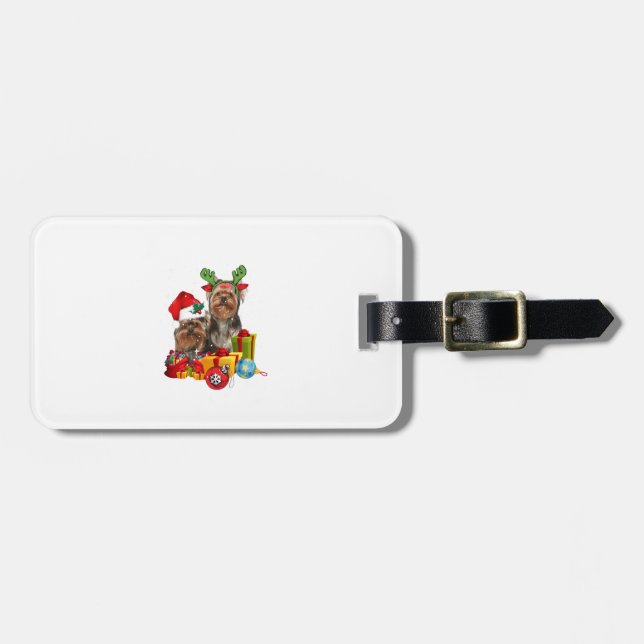 Funny Yorkshire Terrier christmas Bagagebricka (Horisontell Framsida)